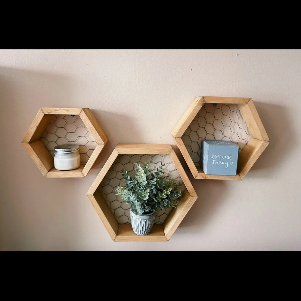 Handmade Hexagon Shelving Set of Three